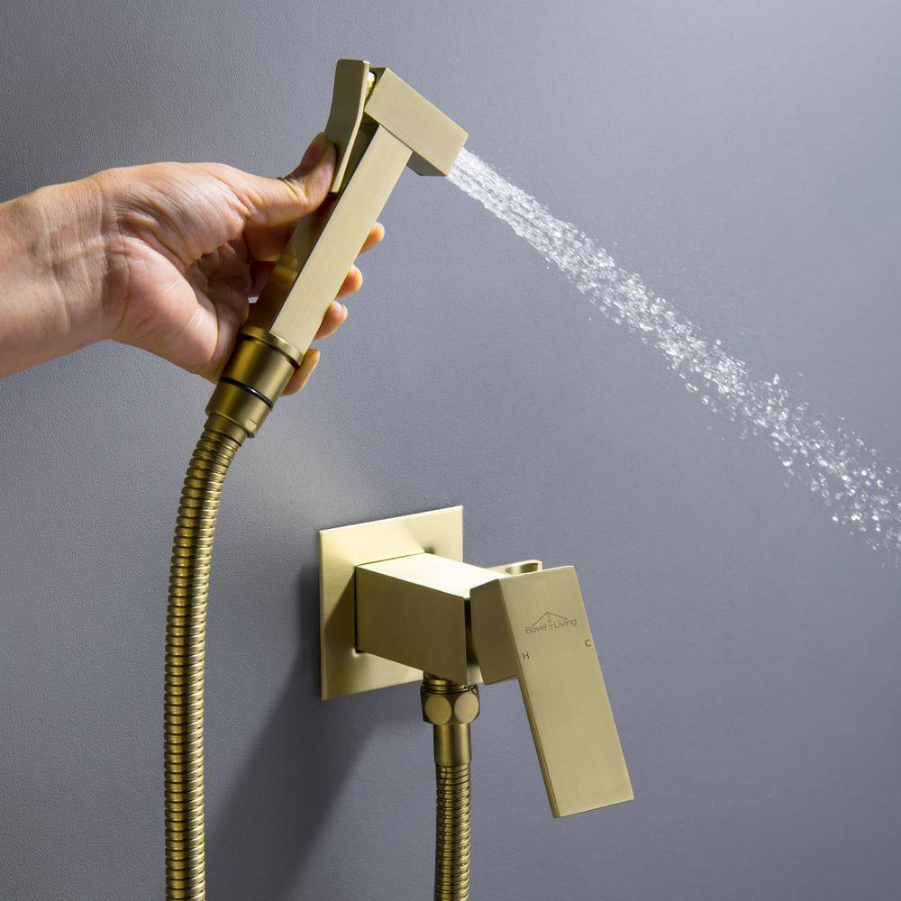 Boyel Living Wall Mount Single-Handle Handheld Bidet Sprayer with Handle and Mixer Body in Brushed Gold SMD-16028BG