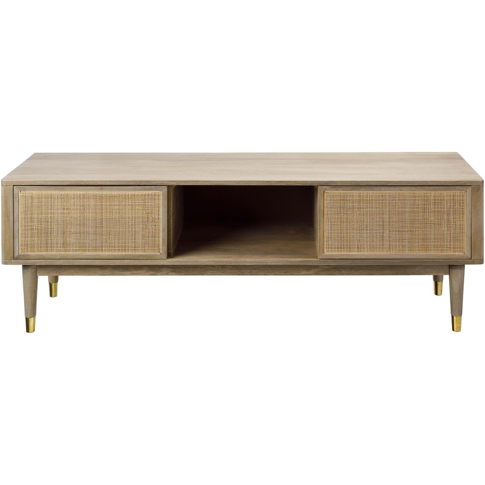 Jure Modern Wood and Rattan Media Console