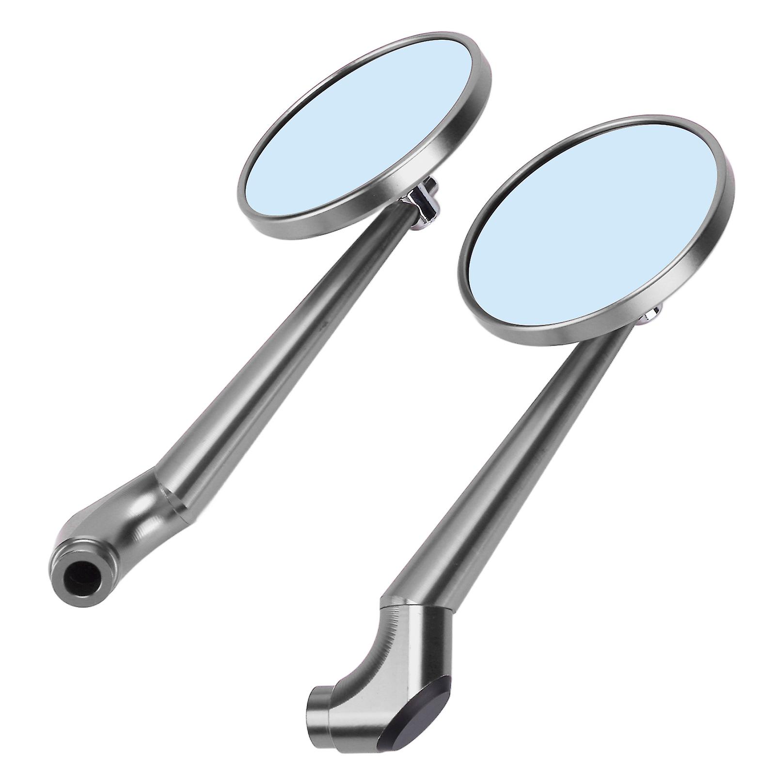 Retro Rear View Mirror Cnc Aluminum Alloy Universal For Motorcycle 8mm 10mm Mounting Sizesilver