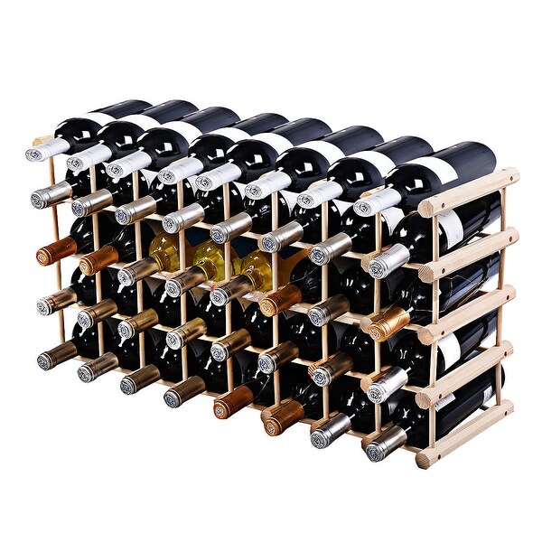 Wood Wine Rack 40 Bottle Stackable Storage Stand Wine Display Shelves