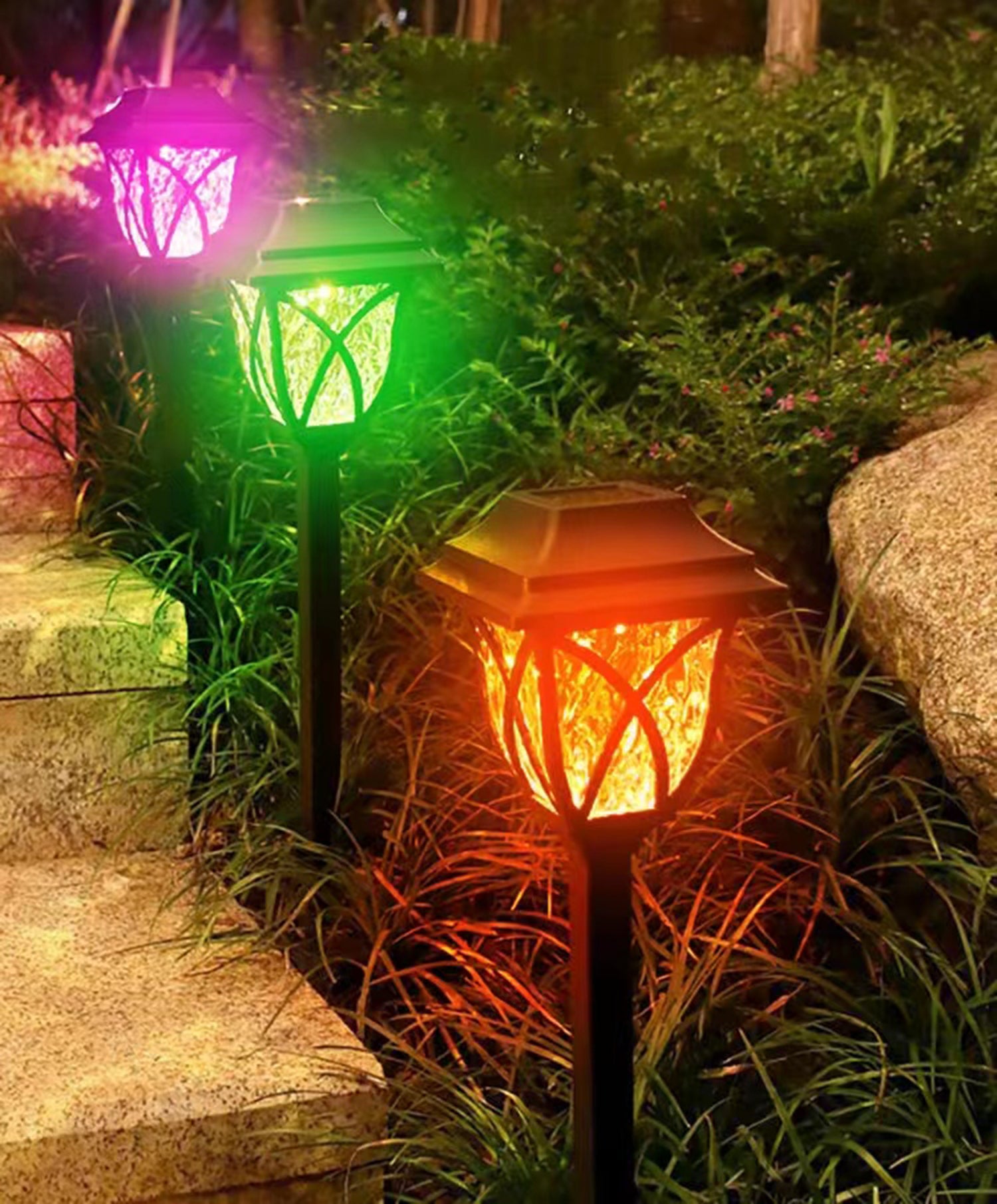 SOWAZ Solar RGB Color Changing Pathway Garden Lawn Patio Lights - Pack of 6