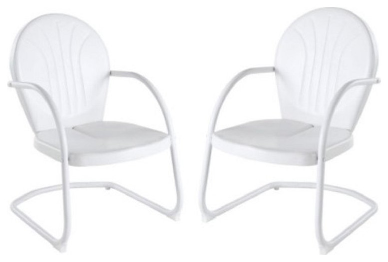 Home Square 2 Piece UV resistant Metal Patio Chair Set in White   Contemporary   Outdoor Lounge Chairs   by Homesquare  Houzz