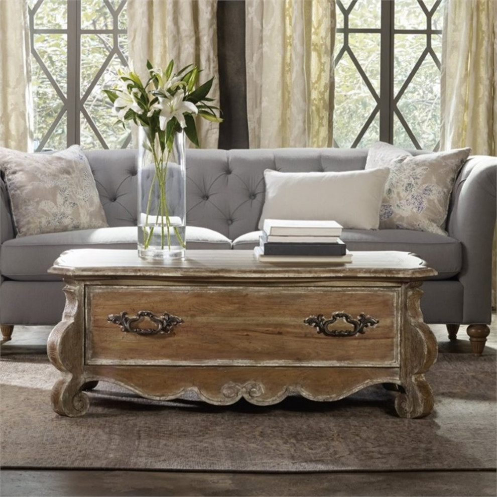 Beaumont Lane 1 Drawer Traditional Wood Coffee Table in Caramel Froth   French Country   Coffee Tables   by Homesquare  Houzz