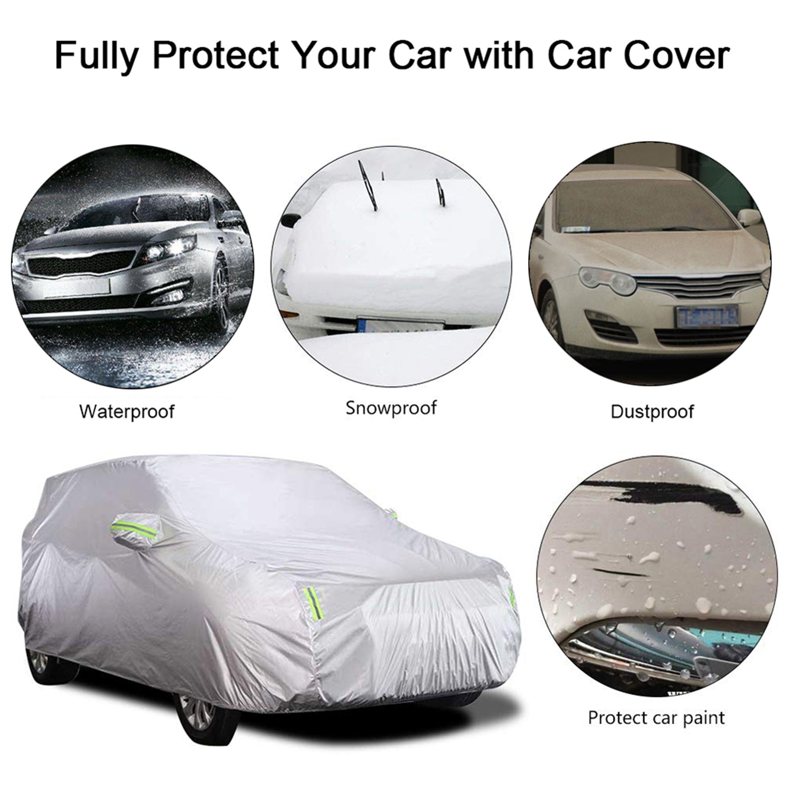 Abody Car Cover Full Covers with Reflective Strip Sunscreen Protection Dustproof Scratch-Resistant for 4X4/SUV Business Car