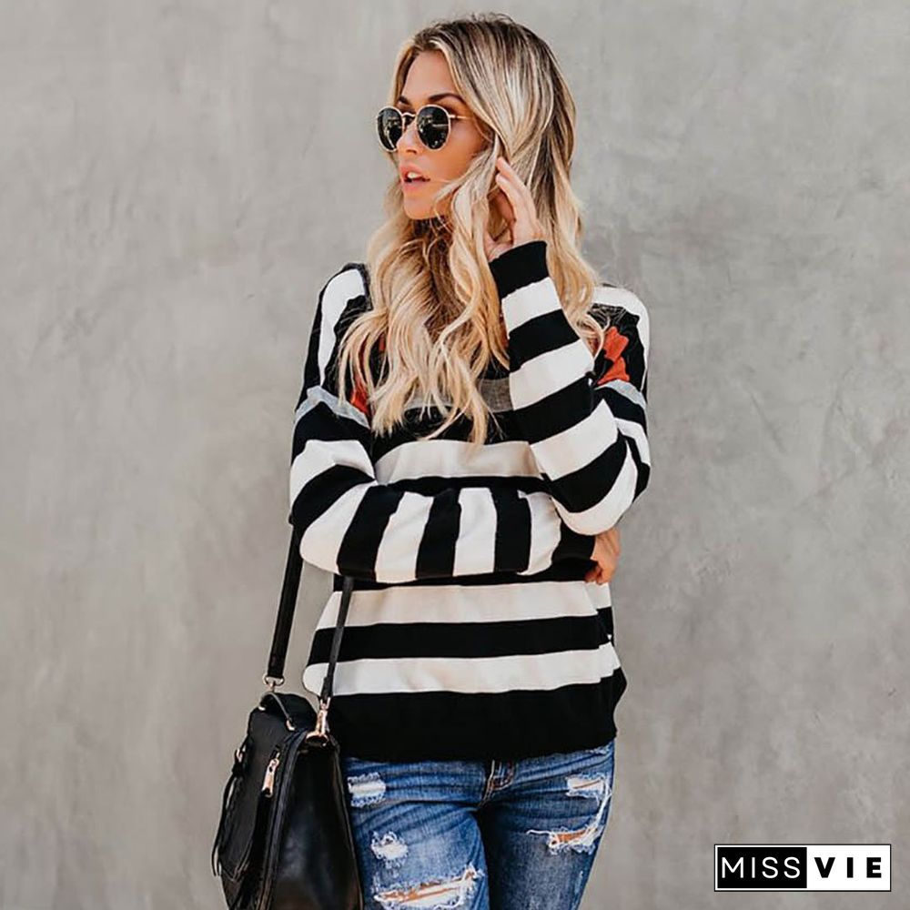 Long Sleeve Stripe Scoop Neck T-Shirt