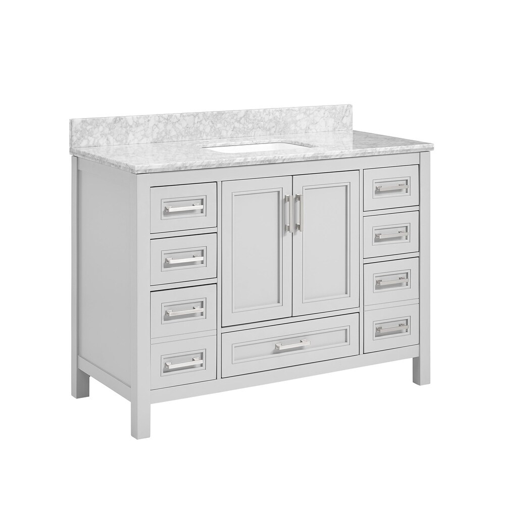 TimelessChic 48 in Undermount Single Sink Bathroom Vanity with Carrara Natural Marble Top