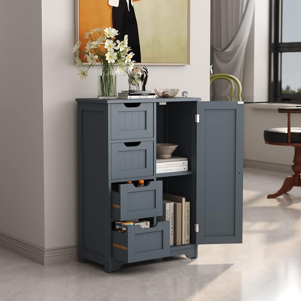 Wooden Floor Cabinet  Freestanding Storage Cabinet Grey