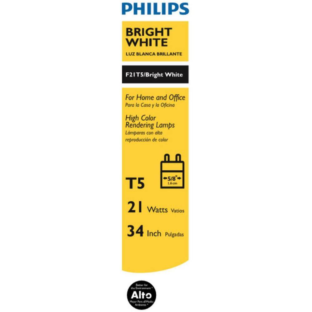 Philips 21-Watt 34 in. Linear T5 Fluorescent Tube Light Bulb Bright White (3000K) (1-Pack) 220962