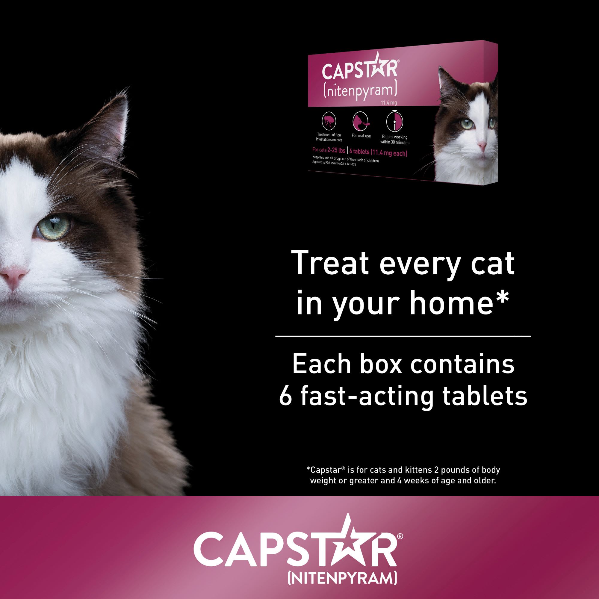 Capstar Flea Tablets for Cats 2-25 lbs.， Count of 6