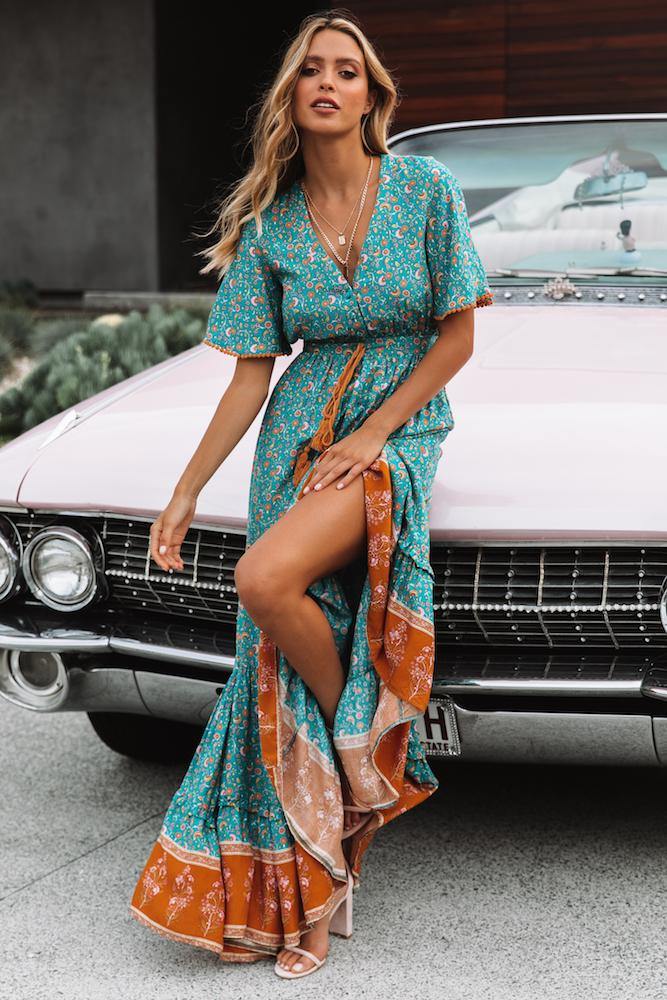 No Letting Go Maxi Dress Turquoise