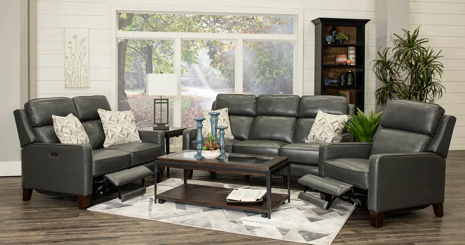 Madrid Smoke Dark Gray Leather Power Reclining Sofa