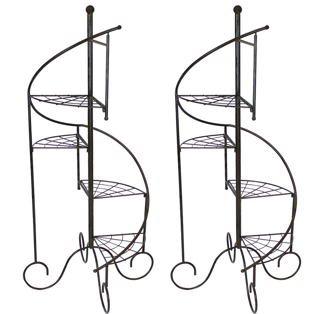 4 Tier Flower Plant Stand Metal Spiral Staircase Design   2 PK   56\