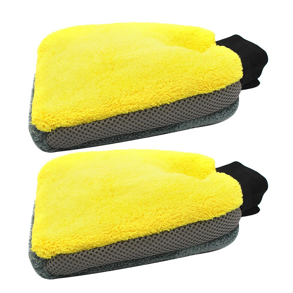 2pcs Vislone 2pc Microfiber Multifunctional Car Wash Mitt Anti Scratch Wash Glove