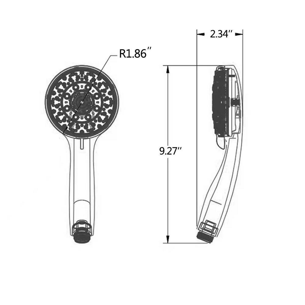 cadeninc High Pressure 5-Spray Patterns with 2.5 GPM 3.78 in. High Pressure Wall Mount Handheld Shower Head in Matte Black MS-LQ5B-01OB