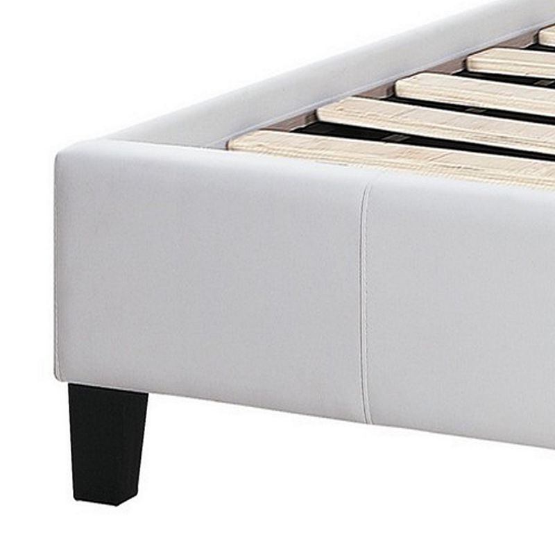 Amy Full Size Platform Bed， Vegan Faux Leather Upholstery， White