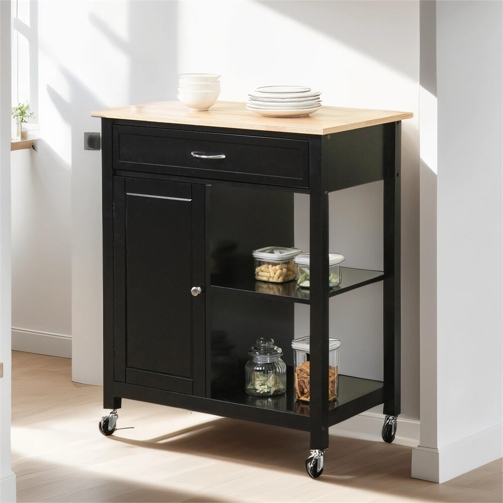 Kitchen Island Cart  Rolling Kitchen Island w/ Storage  Solid Wood Top