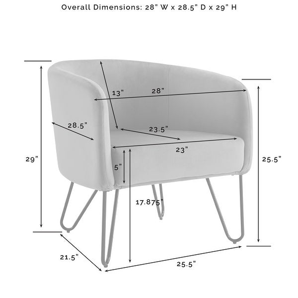 Parkway Velvet Accent Chair - 28D x 28.5 W x 29H