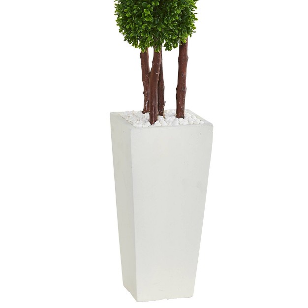 4ft Boxwood Artificial Topiary Tree In Planter Nearly Natural