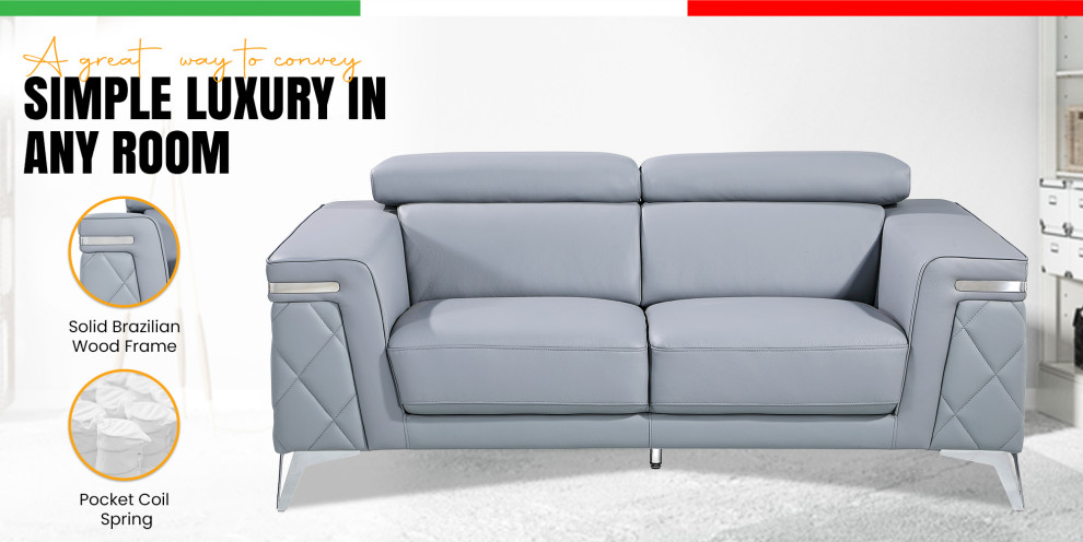 Mia Top Grain Italian Leather Sofa   Contemporary   Sofas   by Luxuriant Furniture  Houzz