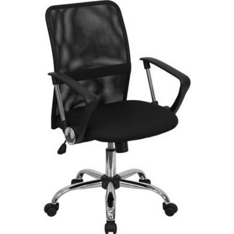 Black Mid-back Mesh Office Chair With Chrome Finished Base