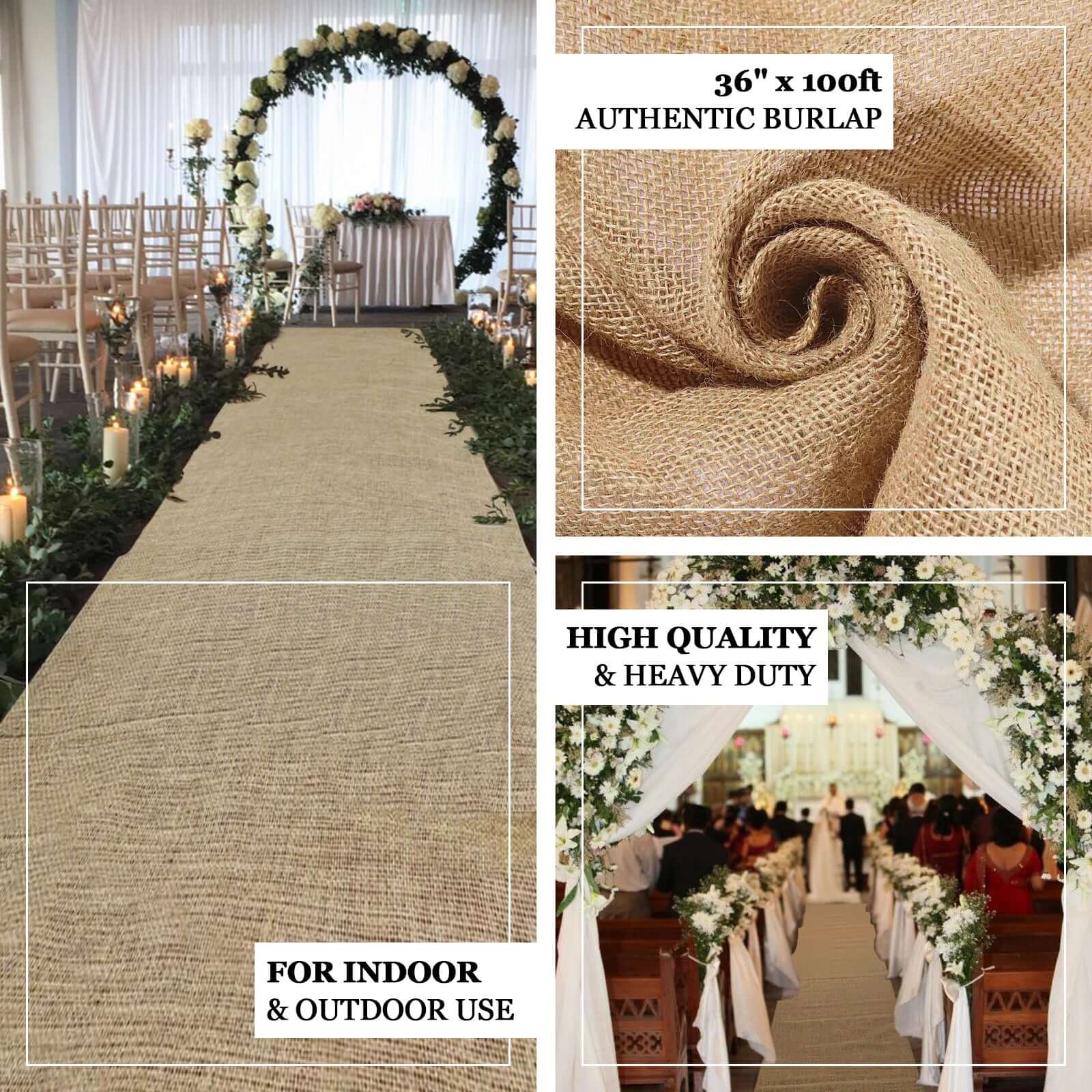 All Natural Jute Burlap Aisle Runner 36