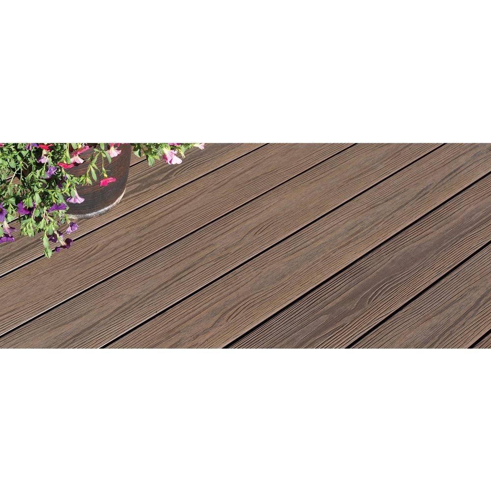 FORTRESS Apex 1 in. x 6 in. x 8 ft. Brazilian Teak Brown PVC Grooved Deck Boards (2-Pack) 251060822