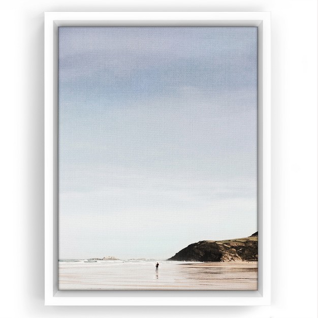 Americanflat Surfer Hidden Beach By Gal Design Floating Canvas Frame Modern Wall Art Decor