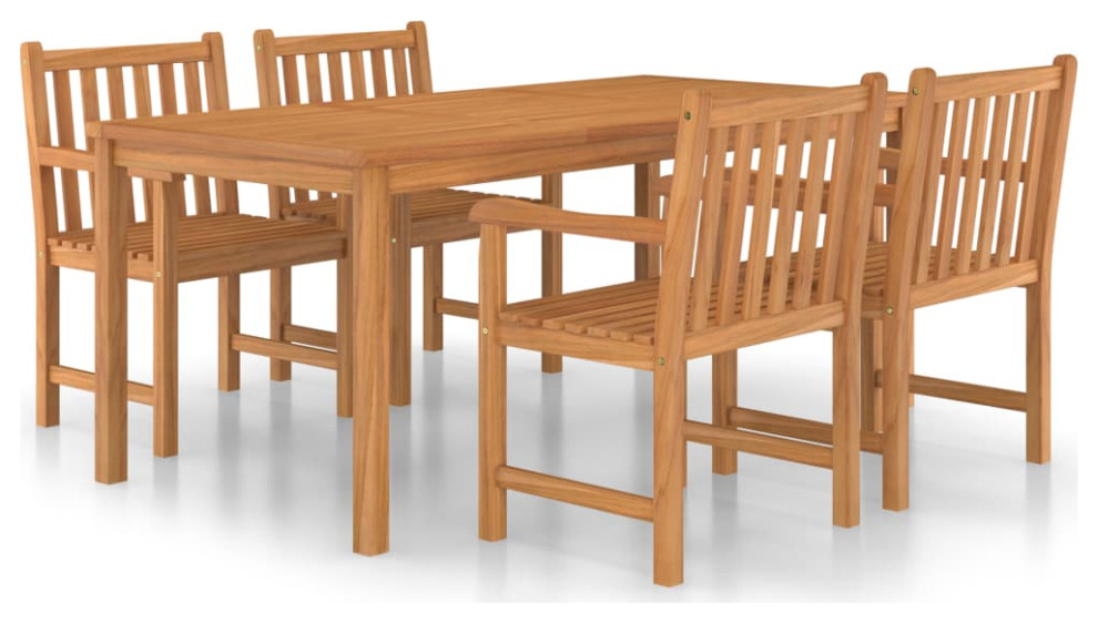 vidaXL Solid Wood Teak Patio Dining Set 4 Piece Garden Outdoor Bench Furniture   Transitional   Outdoor Dining Sets   by vidaXL LLC  Houzz