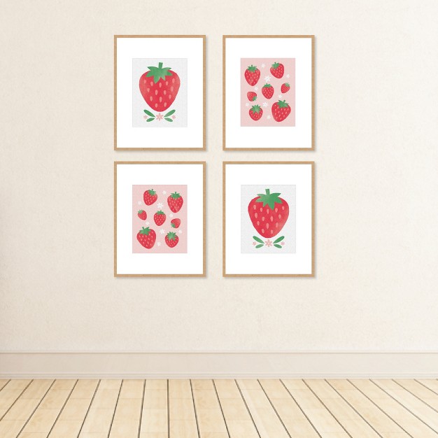 Big Dot Of Happiness Berry Sweet Strawberry Unframed Fruit Kitchen Linen Paper Wall Art Set Of 4 Artisms 8 X 10 Inches