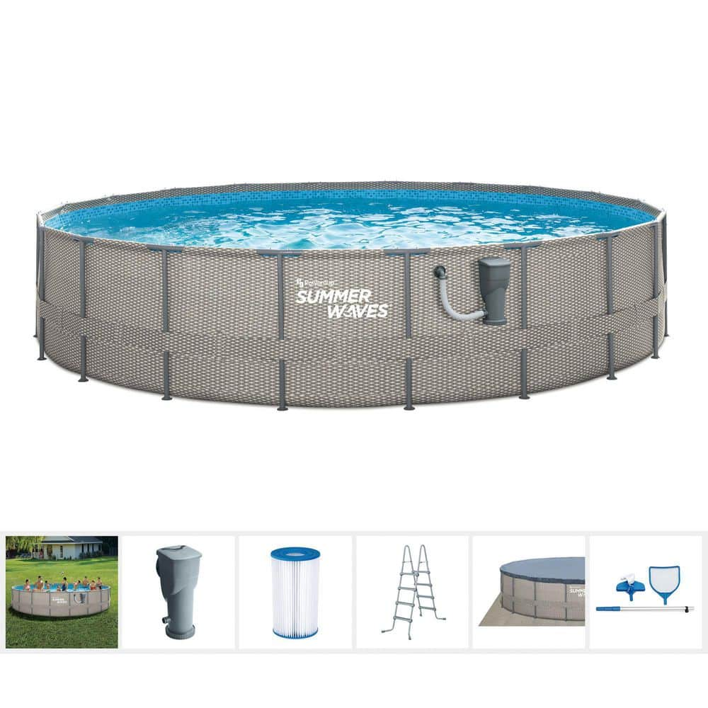 Summer Waves Active 20 ft. x 48 in. Above Ground Round Frame Swimming Pool Set with Pump P2D02048B