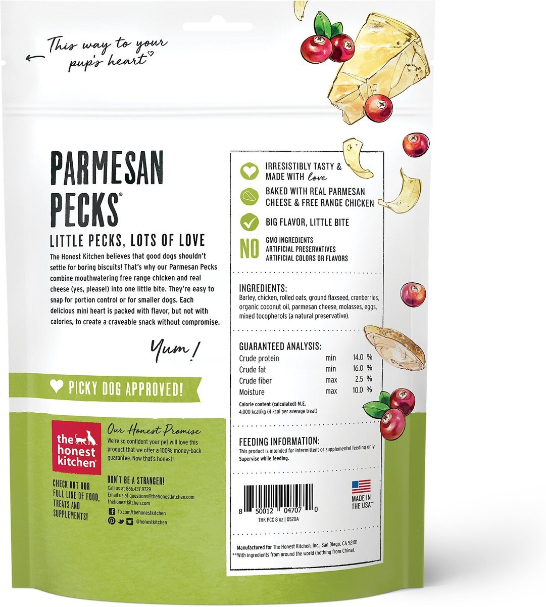 The Honest Kitchen Parmesan Pecks Chicken， Parmesan and Cranberry Recipe Dog Treats