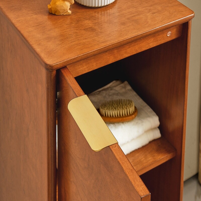 Modern Bathroom Floor Cabinet  Linen cabinet with Adjustable Shelves Antique Brass