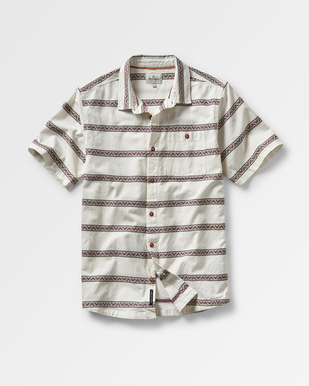 Chill Organic Cotton Jacquard Short Sleeve Shirt - Birch Geo Stripe