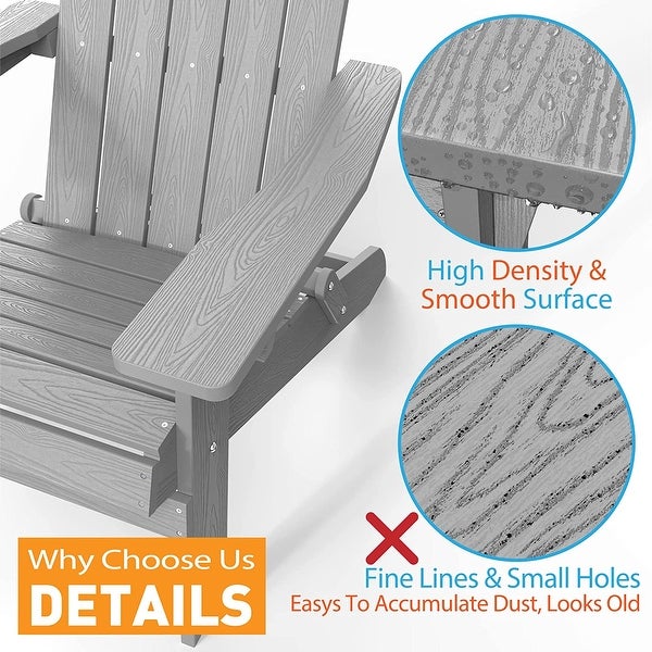 WINSOON All Weather HIPS Outdoor Folding Adirondack Chairs Outdoor Chairs Set of 4 - Overstock - 36011386