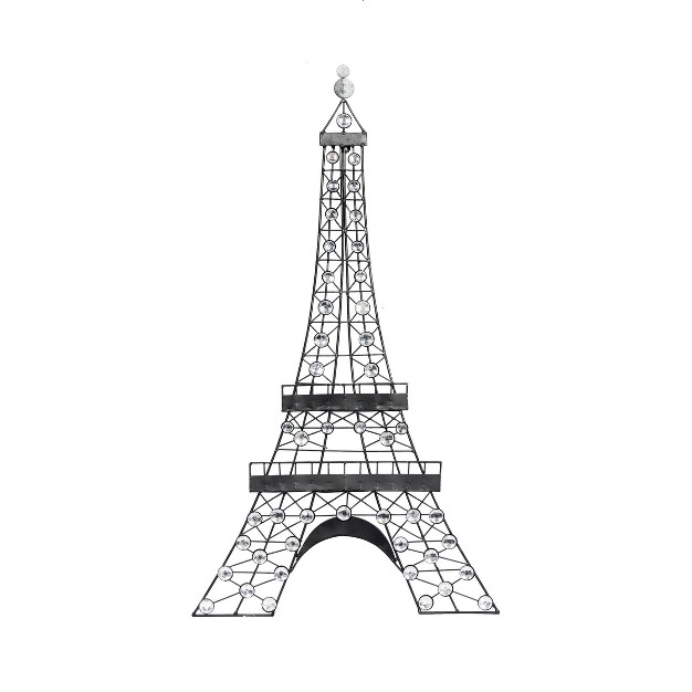 Metal Eiffel Tower 3d Wire Wall Decor With Crystal Embellishments Black Olivia amp May