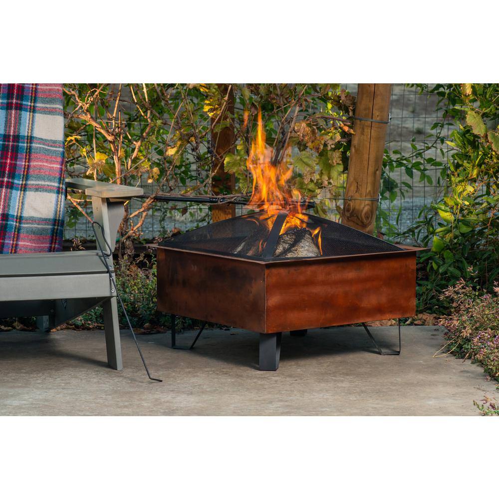 Sterling Oaks Boxite Steel 26 in. Square Wood-Burning Fire Pit in Copper 52119