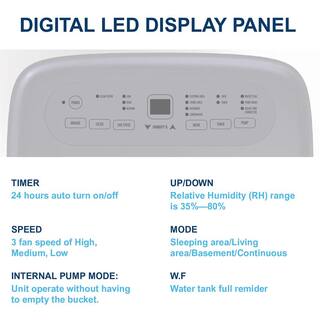 JHS 50-Pint DOE Dehumidifier with Built-in Pump D026B-50PTP