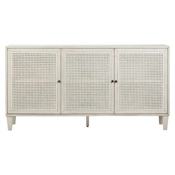 Xander Reclaimed Acacia White Wash Coastal 66-inch Long 3-Door Sideboard with Iron Hardware