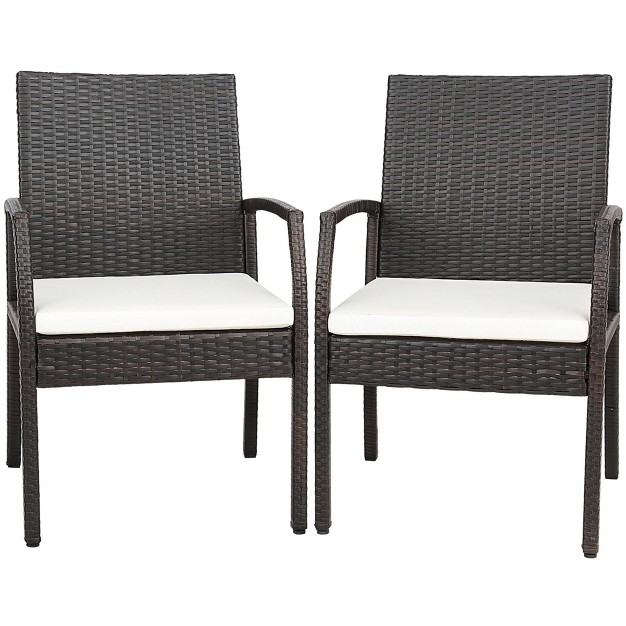 Tangkula 2pcs Patio Pe Rattan Wicker Dining Armchairs Outdoor Chair W Removable Cushion