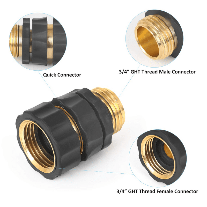 Garden Hose Quick Release Connect Coupler， Metal Hose Fitting Quick Connector 3/4