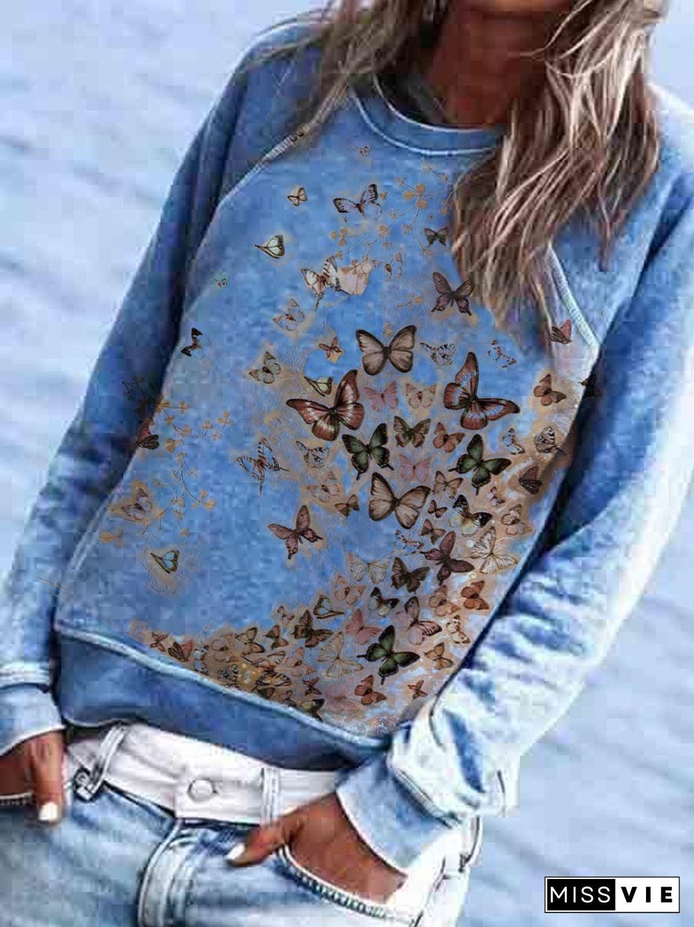 Butterfly Long Sleeve Printed Shirts & Tops