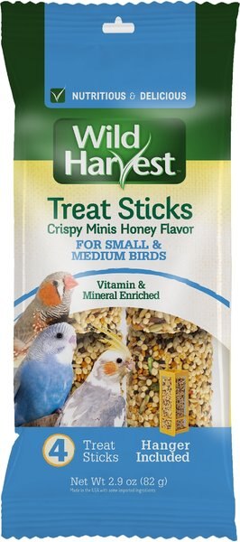 Wild Harvest Crispy Minis Honey Flavor Sticks Bird Treats， 4 count