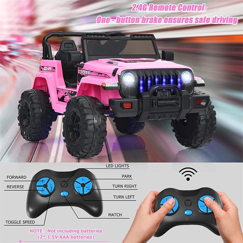 Kids Ride on Jeep Truck 12V Battery Powered Electric Riding Toy Car with 2.4G Remote Control