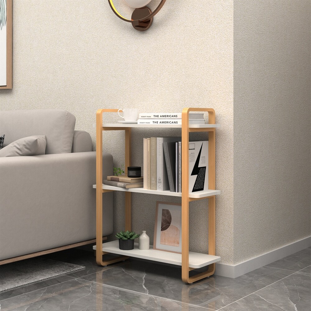 3 tiers Wall Mount Open Shelf Furniture with Solid Wood Frame