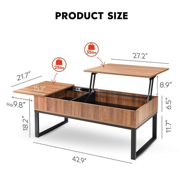 Lift Top Coffee Table with Storage and Slide Drawer