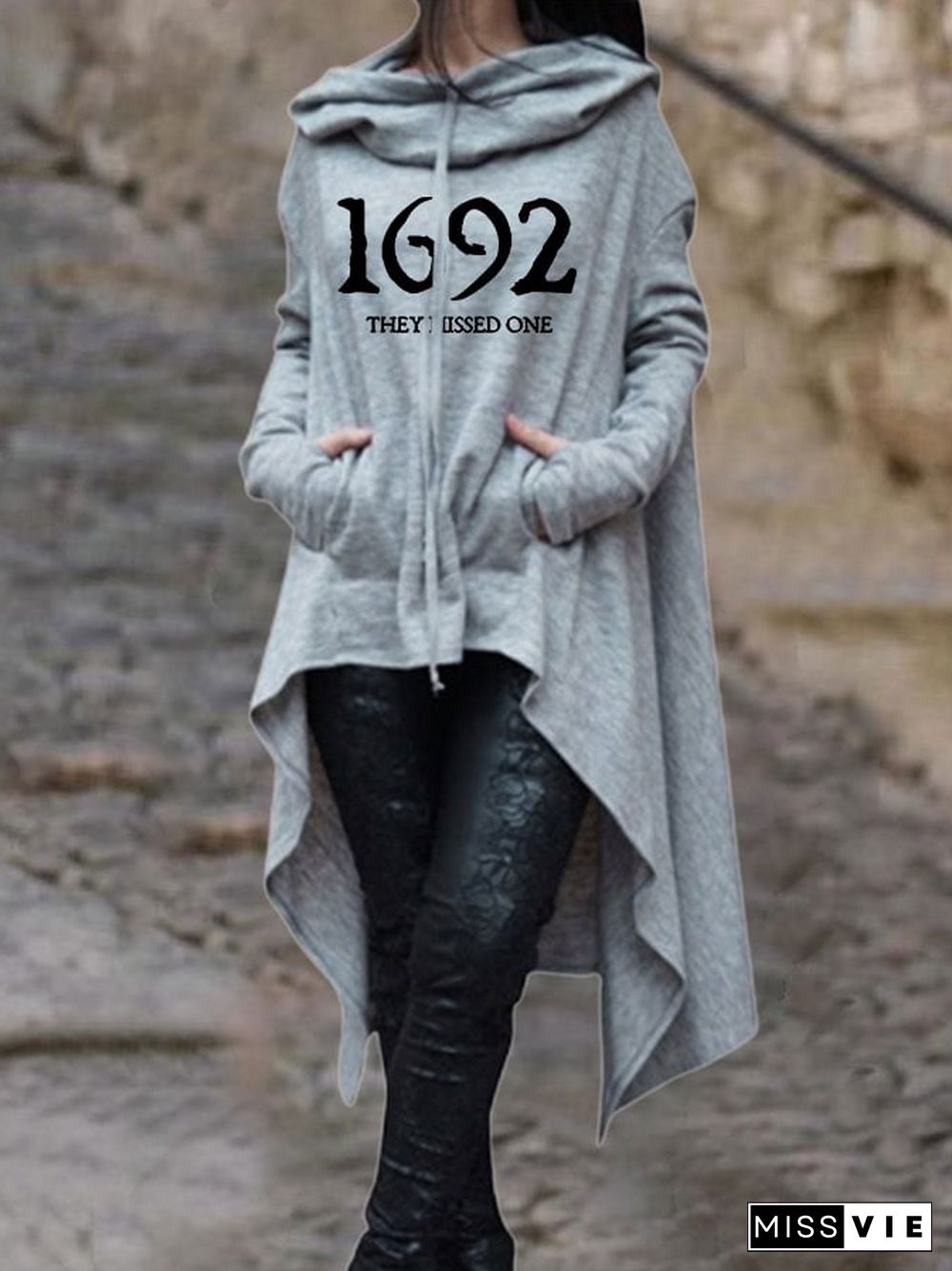 Women's 1692 They Missed One Salem Witch Print Cape Hoodie