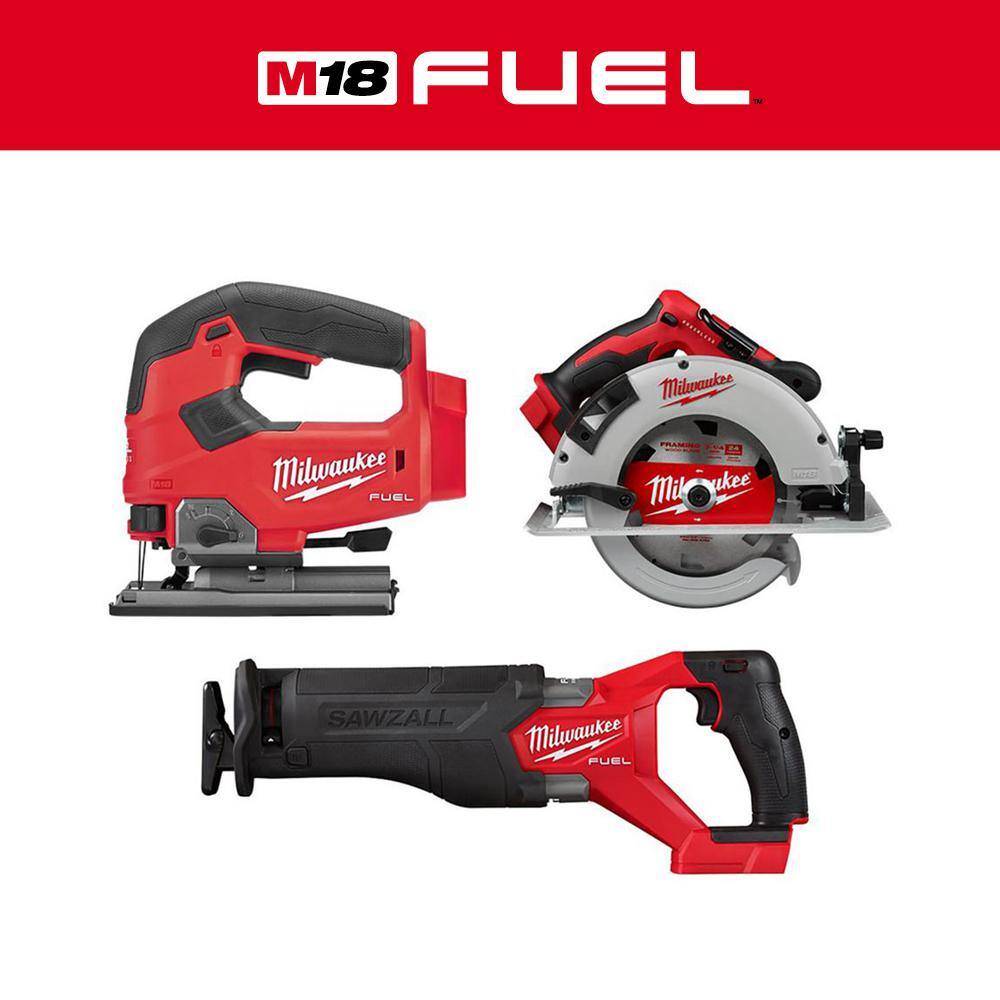 MW M18 FUEL GEN-2 18V Lithium-Ion Brushless Cordless Reciprocating Saw w7-14 in Circular Saw  Jig Saw (3-Tool) 2821-20-2631-20-2737-20