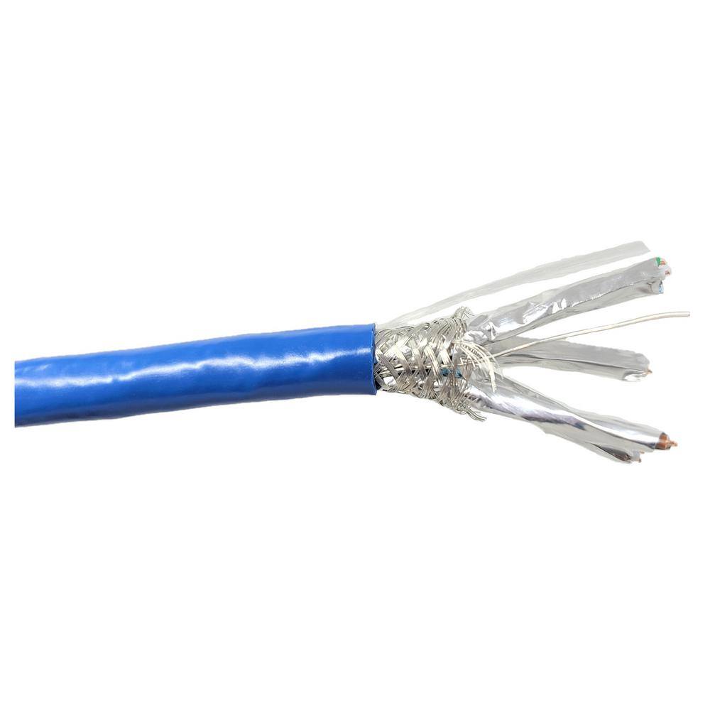 Micro Connectors Inc 250 FT CAT 7 Solid and Shielded (SFTP) CMR Blue Riser-Rated Bulk Ethernet Cable with 10-Pack Shielded RJ45 Connectors TR4-80SRBL250-K