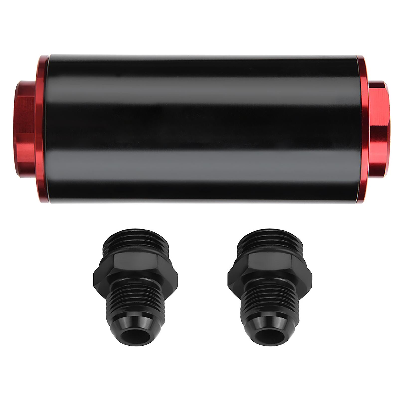 Universal 100 Micron An8 Aluminum High Flow Fuel Inline Petrol Filter For Car Truck Black