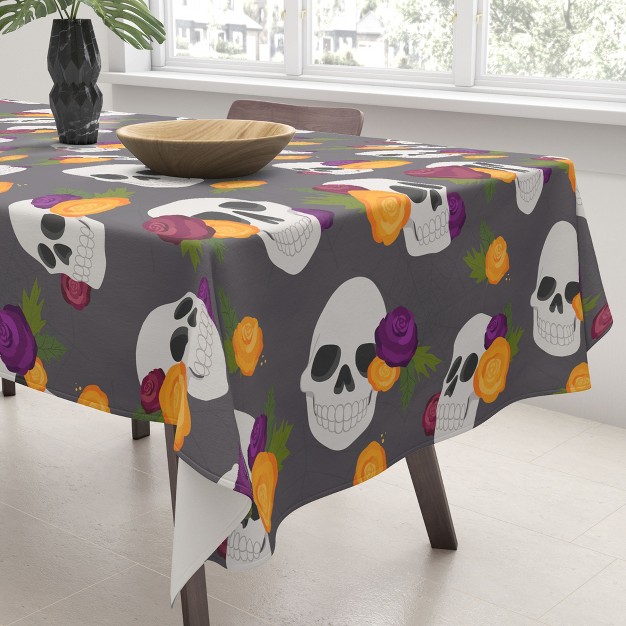 Avenie Halloween Floral Skulls Tablecloth Deny Designs